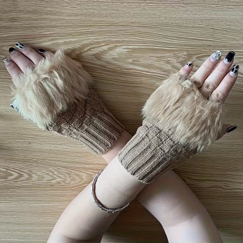 Furry Fingerless Gloves