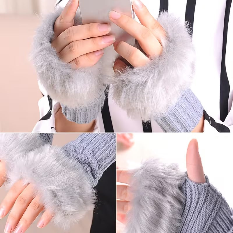 Furry Fingerless Gloves