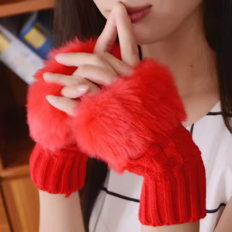 Furry Fingerless Gloves
